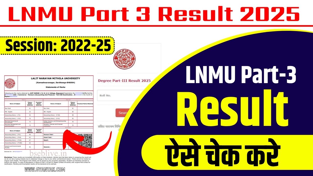 LNMU Part 3 Result 2025 (जारी) Link Out Session: 2022-25