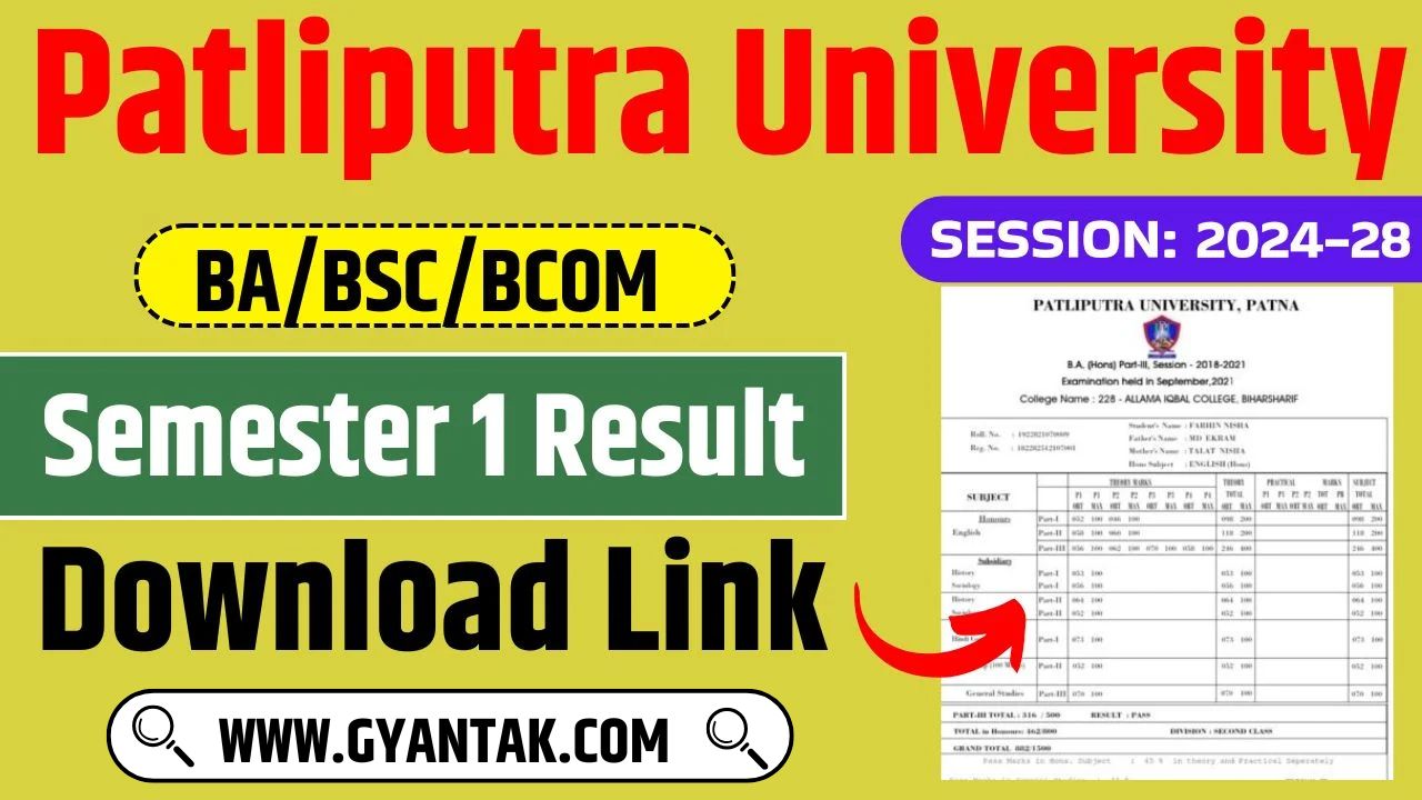 📢 PPU Semester 1 Result 2024-28 (जारी हुआ) UG Download Link