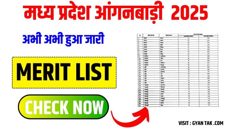 📢 MP Anganwadi Bharti Merit List 2025 Link OUT