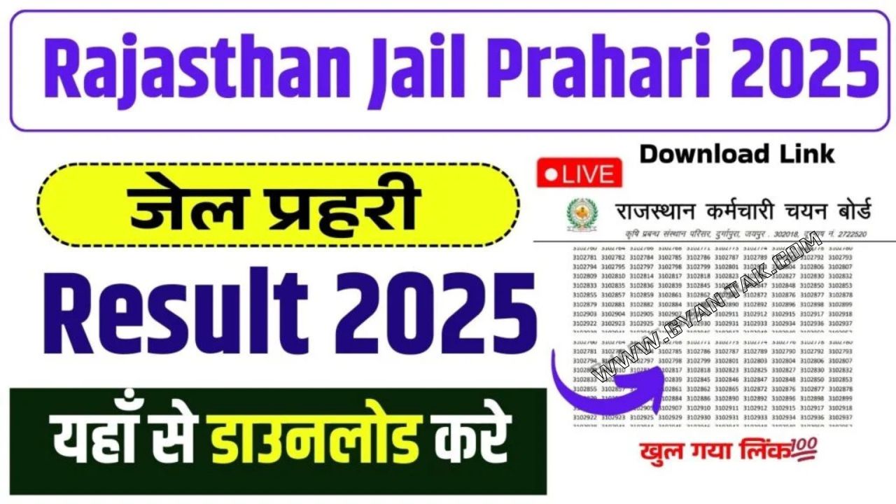 🏆 Rajasthan Jail Prahari Result 2025 - Link Out