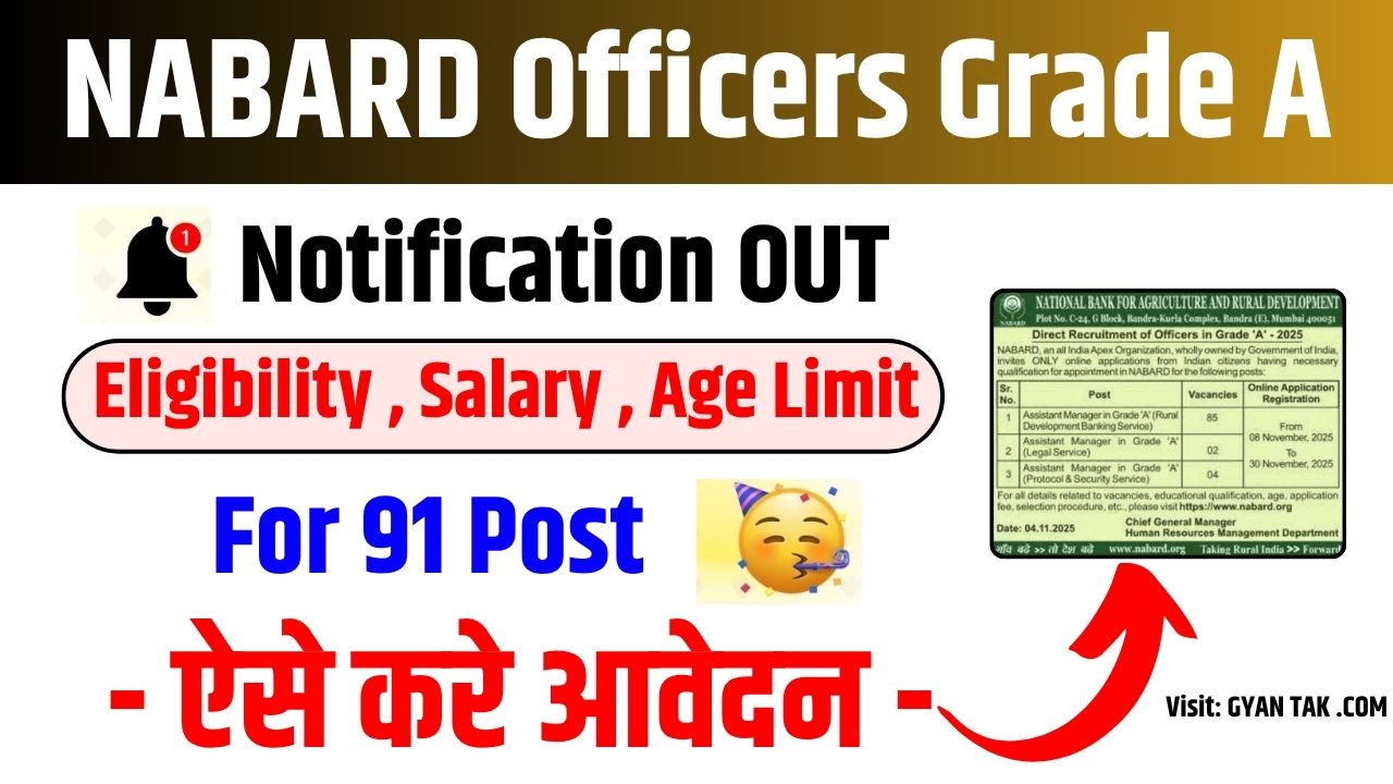 NABARD Officers Grade A Recruitment 2025 (Apply Start): Short Notice Out for 91 Assistant Manager Posts – Check Eligibility, Salary, Selection Process & Important Dates