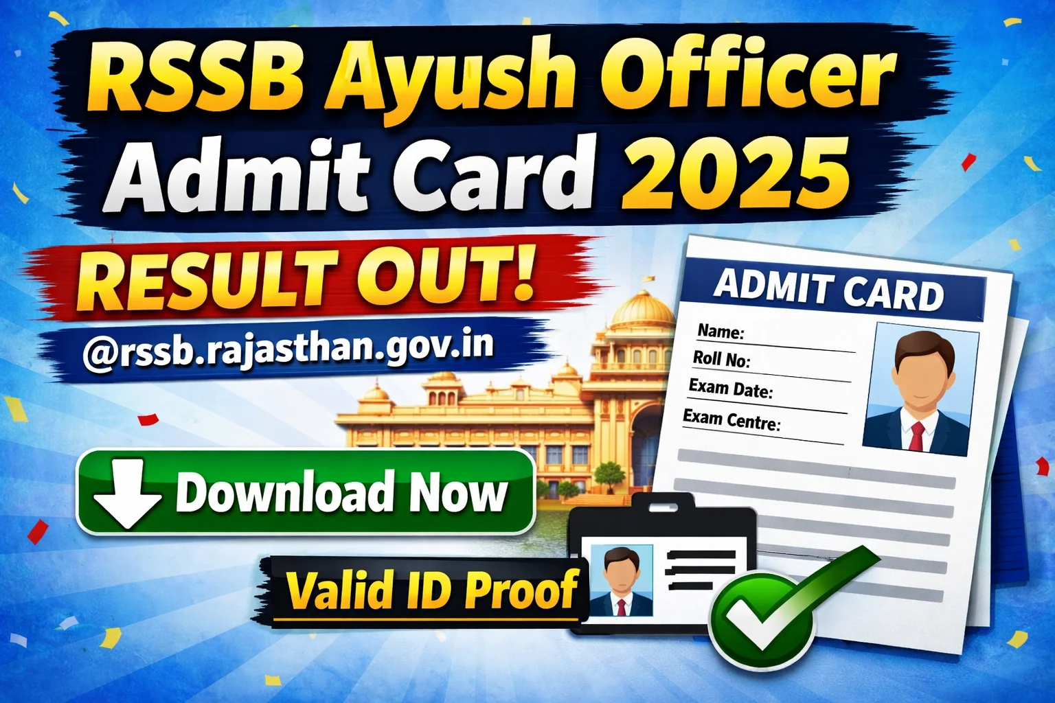 RSSB Ayush Officer Admit Card 2025 – Admit Card Out @rssb.rajasthan.gov.in 