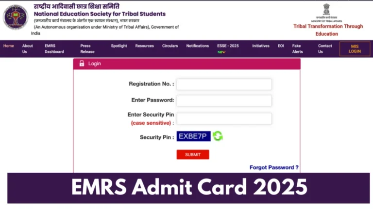 EMRS Admit Card 2025 Direct Link to Download Hall Ticket