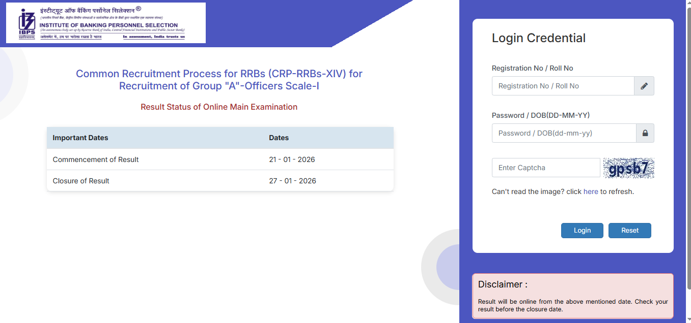 IBPS RRB Clerk Prelims Result 2026 – Direct Link To Check Your Result @ibps.in 