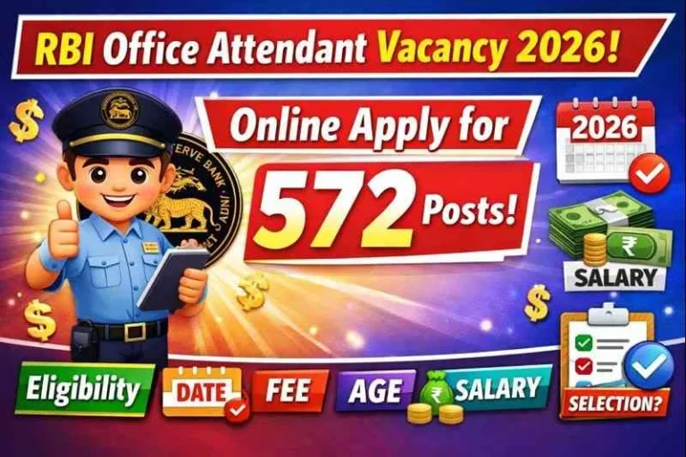 RBI Office Attendant Vacancy 2026 : Online Apply for 572 Posts,Eligibility,Date,Fee,Age, Salary & Selection ?