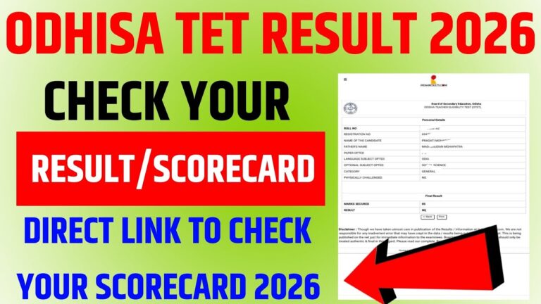 OTET Result 2026 / Odisha TET Result Check @bseodisha.ac.in