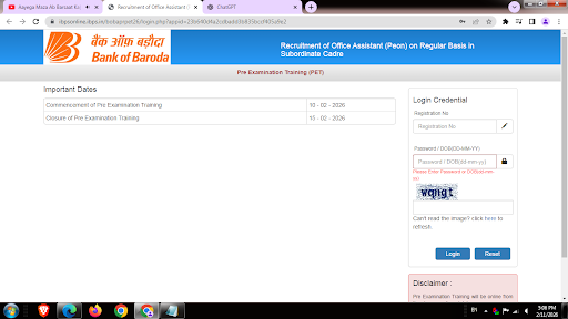 Bank of Baroda Peon/ Office Assistant Admit Card 2026 Out Online Best Link