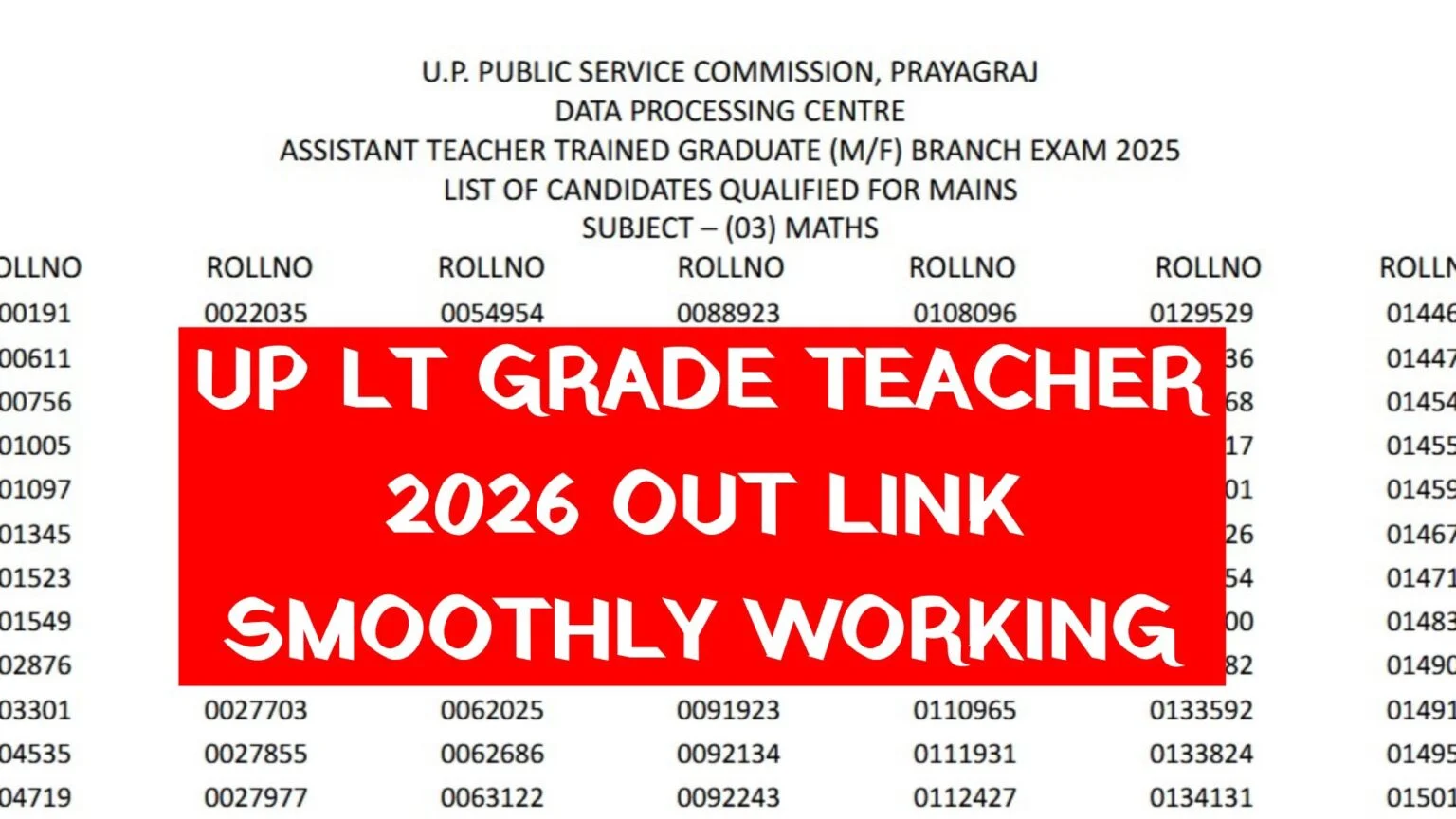 UP LT Grade Teacher Result 2026-Question Paper OUT @uppsc.up.nic.in