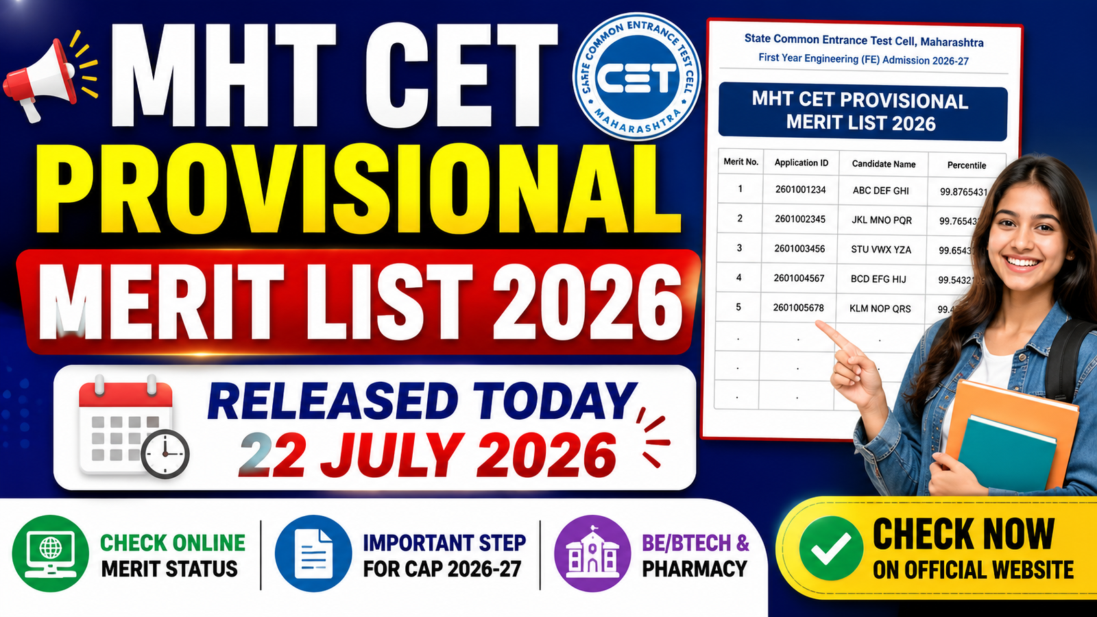 MHT CET Provisional Merit List 2026