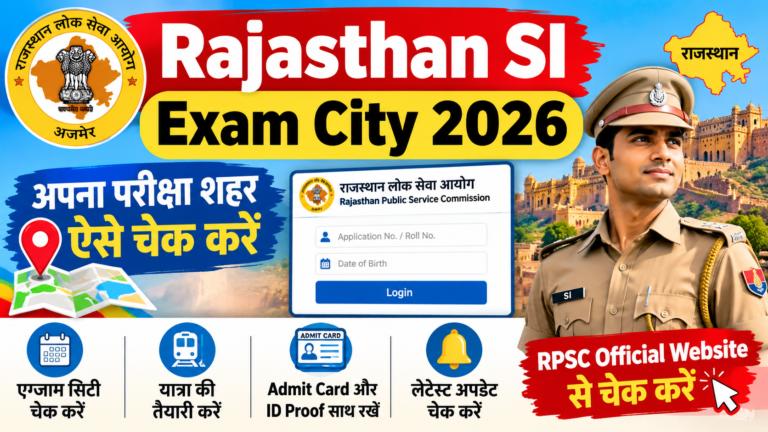 Rajasthan SI Exam City 2026