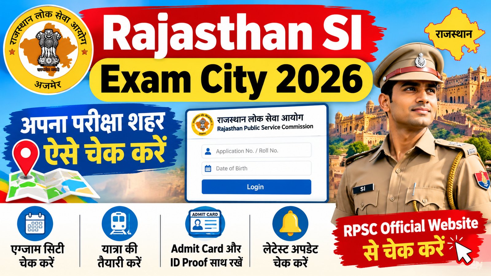 Rajasthan SI Exam City 2026