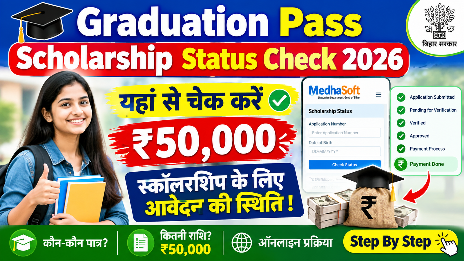 🎓 Graduation Pass Scholarship Status Check 2026 – यहां से चेक करें ₹50,000 स्कॉलरशिप के लिए आवेदन की स्थिति