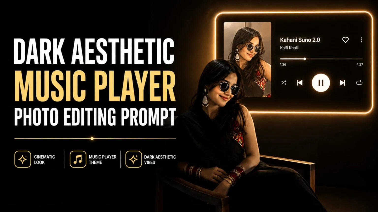 Dark Aesthetic Music Player Photo Editing Prompt
